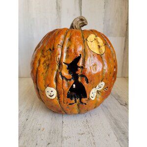 Unique Halloween pumpkin witch cut out light up prop home decor unique